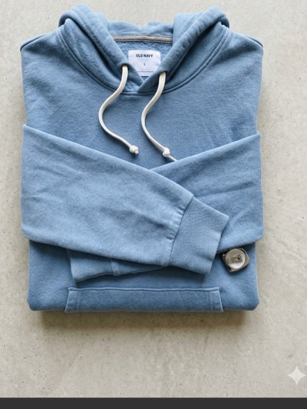 Old Navy Large Unisex Mens Women Light Sky Blue Pullover Hoodie Sweatshirt